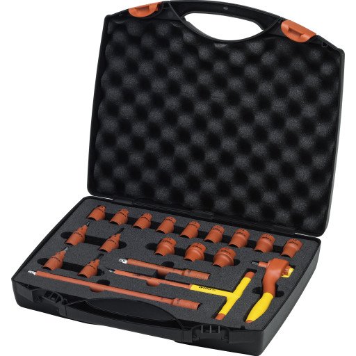 Wiha 3/8" Isolert Topnøglesett 1000V med Koffert, 20 Deler