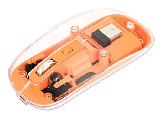 Manhattan 190282 Ambidextrous Optisk Rf Trådlös 1600 Dpi Orange Transparent