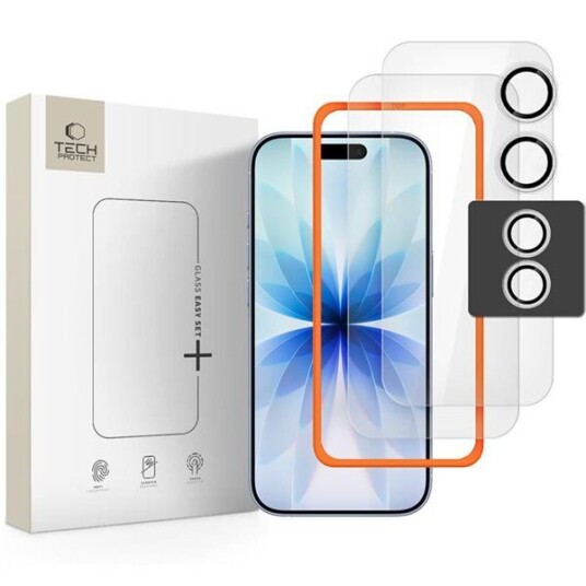 Tech-Protect Easy Set+ Skjermbeskyttelsessett for iPhone 17 med Gjennomsiktig Glass