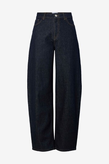 pieces pcGrace MW Barrel Ank Jeans Blå