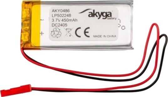 Akyga Aky0486 Batteri Sølv Lithium-Ion Li-Ion 450 Mah 3,7 V 22 Mm AKY0486 Akyga Aky0486 Batteri Sølv Lithium-Ion Li-Ion 450 Mah 3,7 V 22 Mm AKY0486