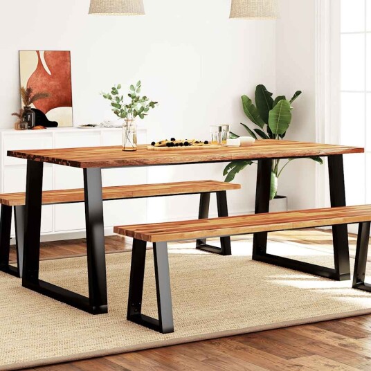 Spisebord med naturlig kant 180x90x75 cm heltre akasie 353291