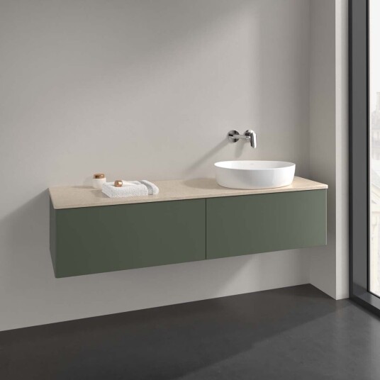Villeroy & Boch Antao Servantskap med 2 skuffer 160x50x36 cm m/lys Grønn Matt/Crème