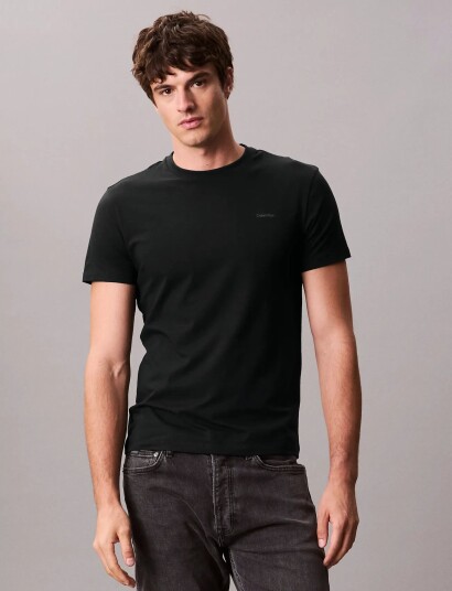 Calvin Klein Ss Slim Stretch Monogram Tee Black XXL Calvin Klein Ss Slim Stretch Monogram Tee Black XXL