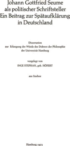 Johann Gottfried Seume als politischer Schriftsteller Ein Beitrag zur Spataufklarung in Deutschland
