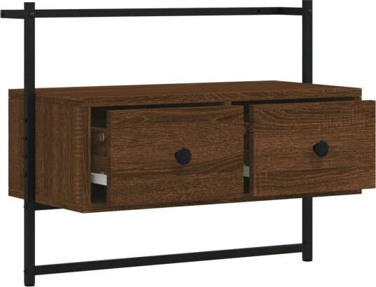 vidaXL TV-benk veggmontert brun eik 60,5x30x51 cm konstruert tre vidaXL TV-benk veggmontert brun eik 60,5x30x51 cm konstruert tre