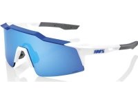 100 % briller 100 % SPEEDCRAFT SL Matt hvit/metallisk blå - HiPER blå flerlags speillinse (blå flerlags speillinse LT 15 % + transparent linse LT 93 %) (NY 2021)