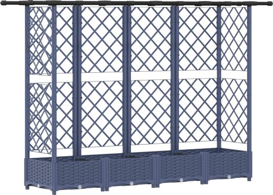 vidaXL Hevet Bed med Trellis og Tak Grå 202,5 x 40 x 121 cm PP