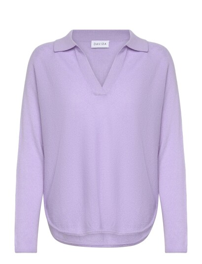 Davida Cashmere Curved Open Collar Purple L Davida Cashmere Curved Open Collar Purple L