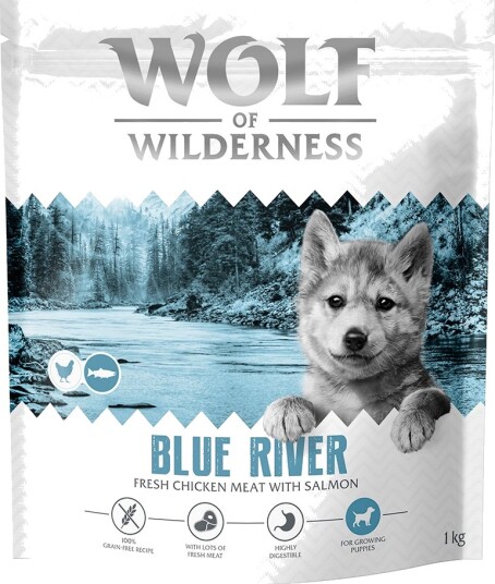 Wolf Of Wilderness Tørrfôr Junior Blue River Laks Kornfri Sparepakke 5 X 1 kg
