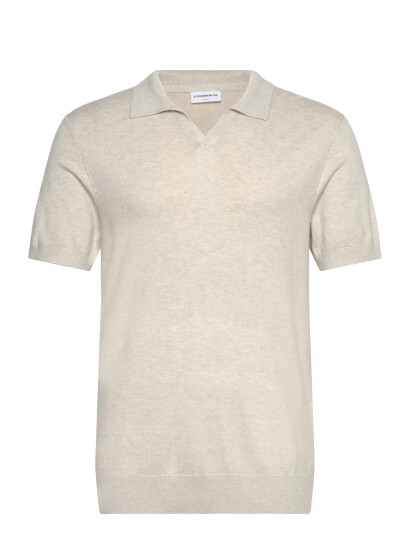 Lindbergh Ecovero S/S V-Neck Polo - Cream - L