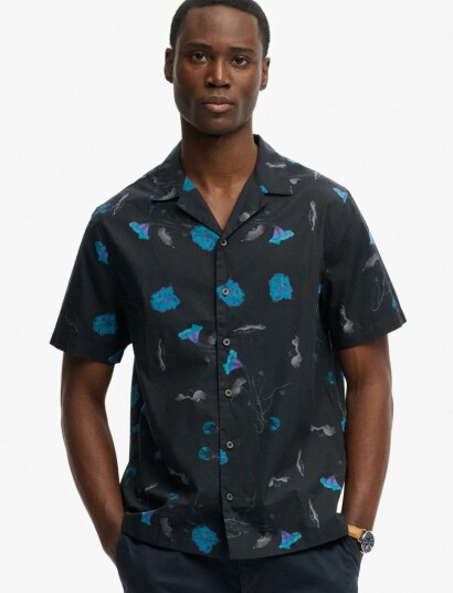 Superdry Cabana Print S/S Shirt   Black   M