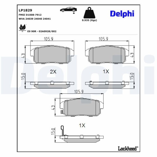 Bremseklosser DELPHI LP1829