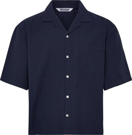 Weekday Oversized Resort Short Sleeve Shirt   Navy   M