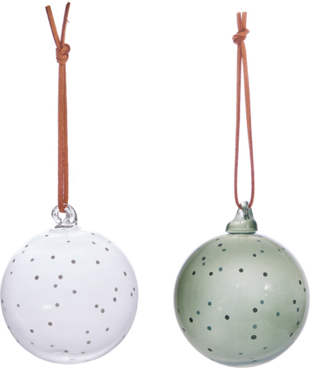 Oyoy Natale Christmas julekule 2 stk Clear green Oyoy Natale Christmas julekule 2 stk Clear green
