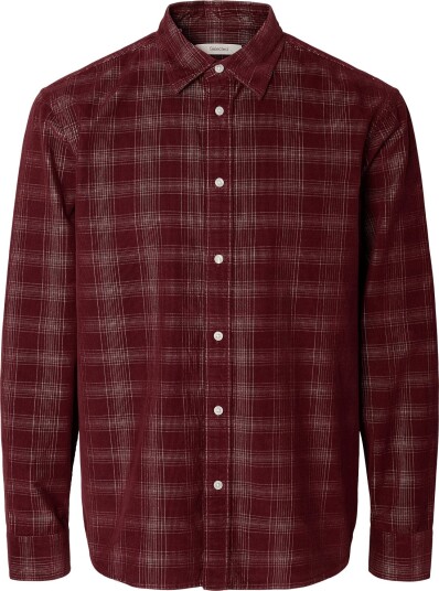 Selected Slmregclaus Cord Yd Check Ls Shirt TAWNY PORT L
