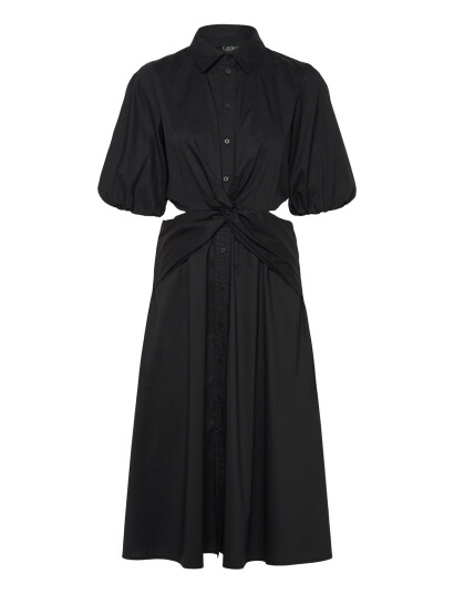 Lauren Ralph Lauren Cotton-Blend Bubble-Sleeve Shirtdress - Black - 42