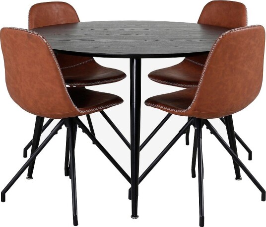 Venture Home   Spisegruppe Doris med 4 stk Penally spisestoler   Svart