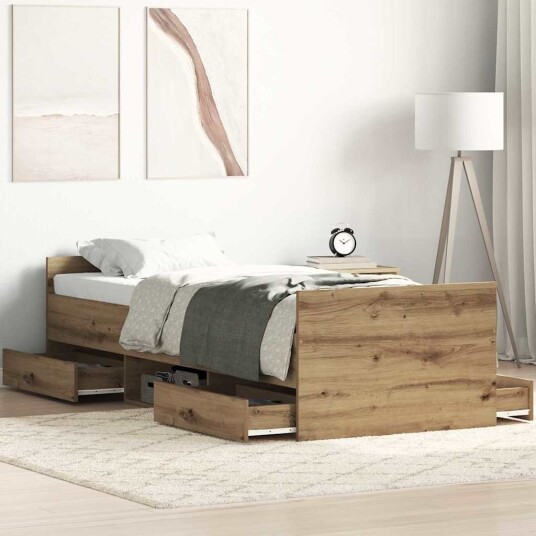 Sengestamme uten madrass Håndlaget eik 75x190 cm Konstruert tre Sengestamme uten madrass Håndlaget eik 75x190 cm Konstruert tre