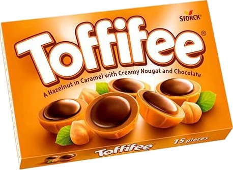 Toffifee Hasselnøtt i Karamell med Nougat og Sjokolade 125 gram