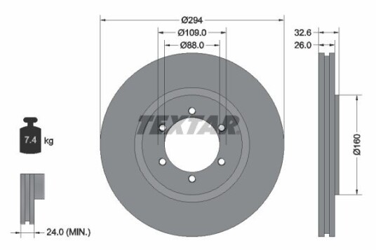 Bremseskive TEXTAR 92162600