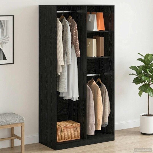 vidaXL Garderobeskap Svart eik 100 x 50 x 200 cm Konstruert tre