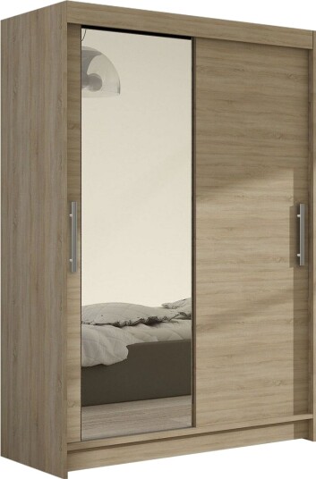 Estella Garderobe 120 cm Skyvedører Bøyd Speil - Hvit