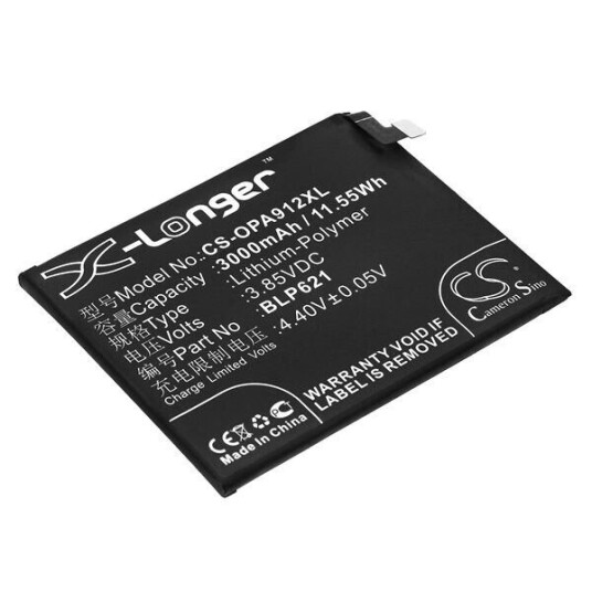 OPPO R9s batteri (3000 mAh 3.85 V, Sort)