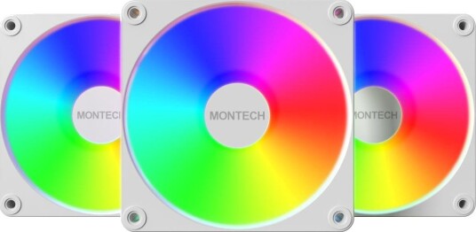 Montech GF120R V2 ARGB Kabinettvifte Reverse 120mm Hvit 3-Pakning