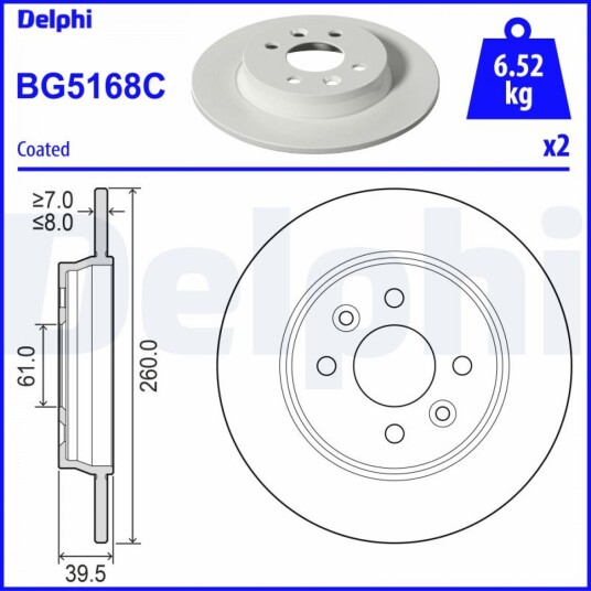 Bremseskive DELPHI BG5168C Bremseskive DELPHI BG5168C
