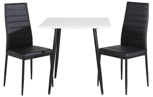 Venture Design Polar & Slim highback spisegruppe Hvit/svart 2 st stoler & bord 75 x 75 cm