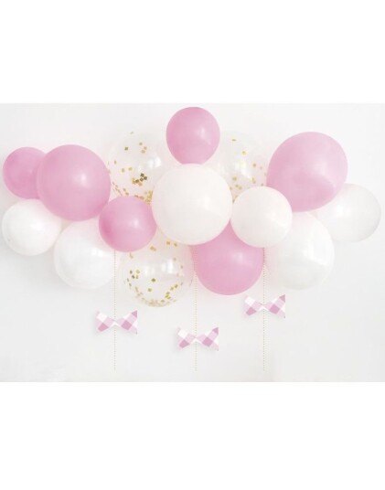 Rosa & Hvit Ballongsett 21 Deler
