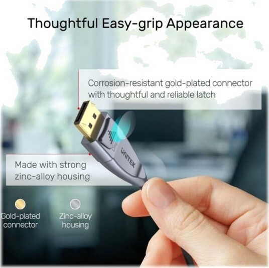 Unitek Ultrapro C1618gy Displayport Kabel Displayport Hann Låst Til Displayport Hann Låst Displayport 1.4 20 M Active Optical Cable Aoc 4K 120 Hz Støtte 8K 60Hz Støtte