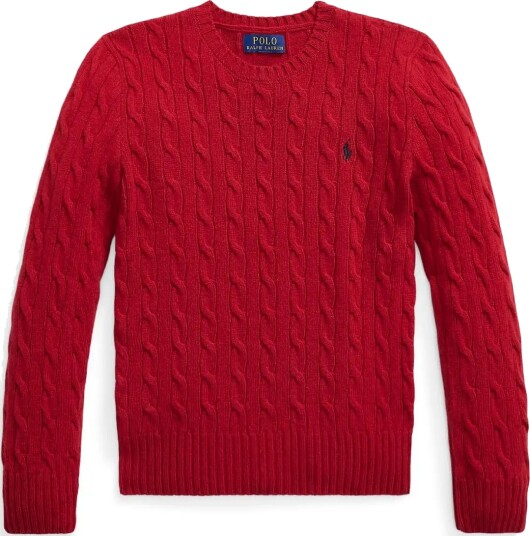 Ralph Lauren Kids Cable Knit Wool Cashmere Sweater Red XL
