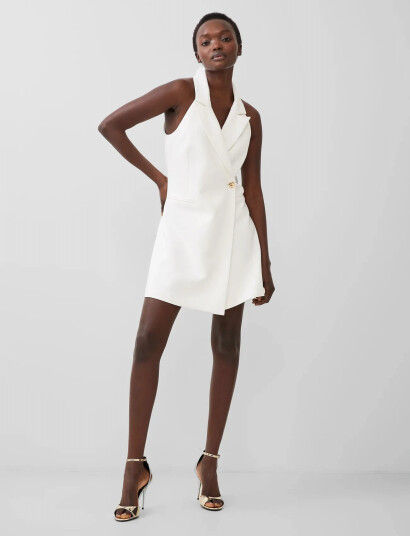 French Connection Whisper Halter Blazer Dress - White - 42