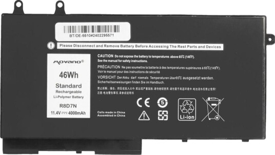 Movano Batteri R8d7n Til Dell Latitude 5410/5411 5500 Precision 3541/3550 11,4V BT/DE-5510