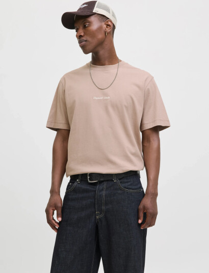 Jack & Jones Jornorrebro Emb Tee Ss Crew Neck Noos - Beige - XS