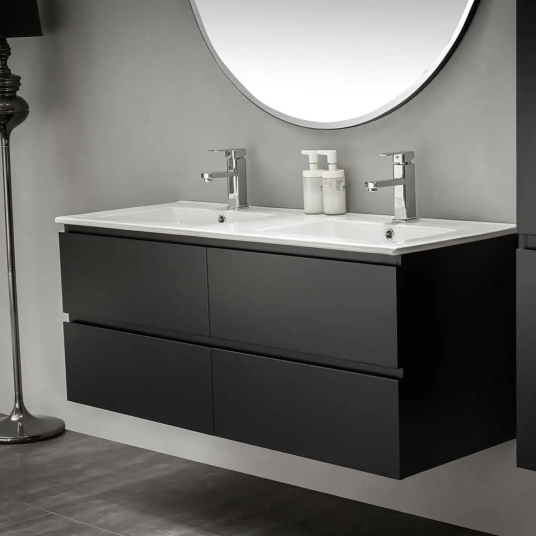 Bathlife Eufori Servantskap 120x50x46 cm med servant Sort Matt Bathlife Eufori Servantskap 120x50x46 cm med servant Sort Matt