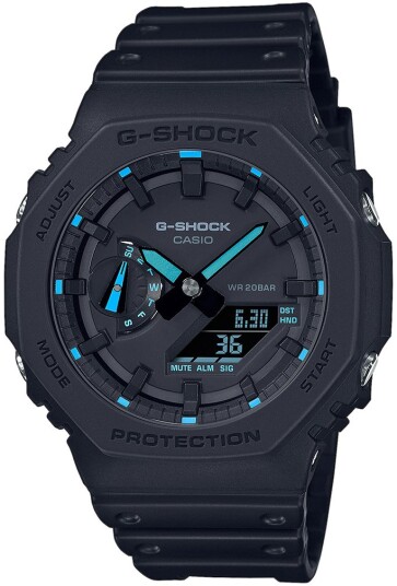 Casio Herreklokke GA 2100 1A2ER G Shock Sort/Resinplast Ø45.4 mm