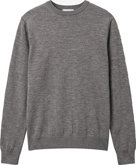 Calvin Klein Pullover LS 100% Merino Crew 14gg Grå Calvin Klein Pullover LS 100% Merino Crew 14gg Grå