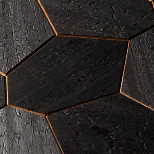 Veggpanel Emotionwood Hexagon Abachi Yakisugi