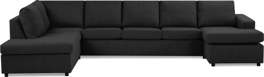 Crazy 5 seters Venstrevendt U formet X Large Sofa med Divan og Sjeselong i Stoff   Antrasitt