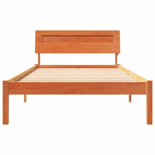  Sengestamme med hodegjerde Voksbrun 100 x 200 cm Heltre furu