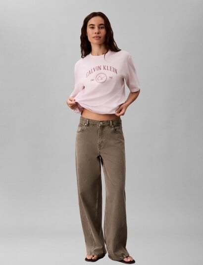 Calvin Klein Jeans Ss Relaxed Varsity Crest Logo Te Pink XXL