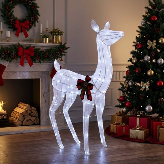 vidaXL 3D Jule Reinsdyr LOVIISA 200 LED-lys Kaldhvit 96 x 40 x 140 cm