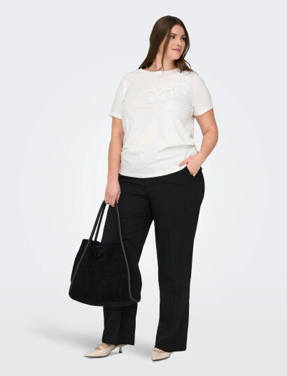 ONLY Carmakoma Cardanielle Life S/S O Neck Reg Tee Jrs   White   50 52