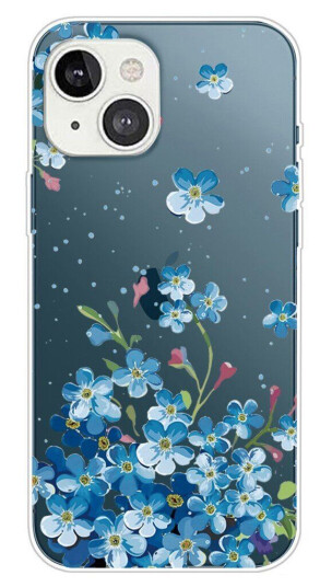 INCOVER iPhone 14 Fleksibel TPU Plast Bakdeksel - Gjennomsiktig m. Blå Blomster