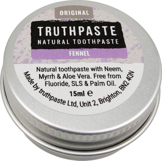 Naturlig Xylitol Tannkrem TRUSTPASTE Fennel  aluminiumsboks 15 ml.