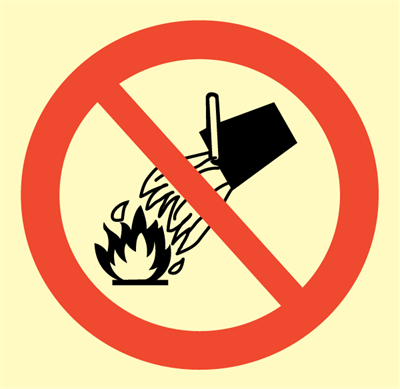 Jo Safety Do not extinguish with water IMO Prohibition sign 102105 Jo Safety Do not extinguish with water IMO Prohibition sign 102105
