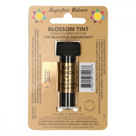 Sugarflair Pulverfarge Matt Black 7ml 